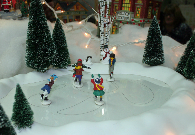 Christmas Village Ice Skaters 