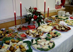 St. Luke's Annual Tea laid out in holiday finery.