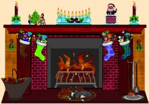 fireplace at christmas