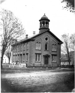 The Windsor County Courthouse was built in 1855. This photo dates to 1870.