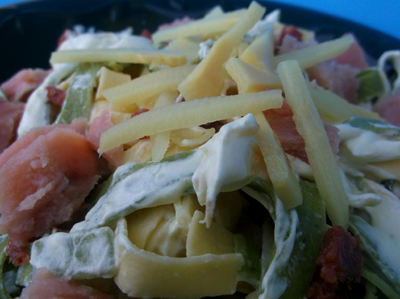 Fettuccine with salmon and lemon sauce.
