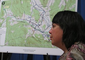 Dufrense Group engineer Naomi Johnson, who also sits on the Chester Planning Board, spoke about an asphalt sidewalk plan and a loan program to upgrade the downtown water system./Photos by Karen Zuppinger