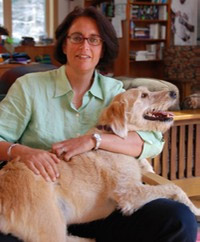 Author Sue Halpern with her dog Pransky.