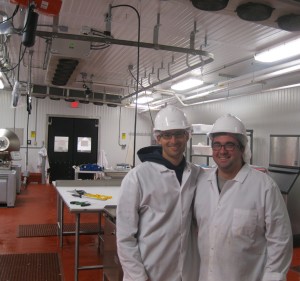 Briton Laslow, left, and Dominic Barone are two of the newly hired meat cutters at Black River Produce's new meat processing facility. Photos by Karen Zuppinger.