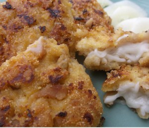 Butter-fried clam cake with a cheddar twist