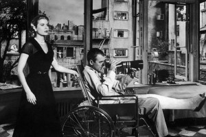 Grace Kelly and Jimmy Stewart in Hitchcock's 'Rear Window.'