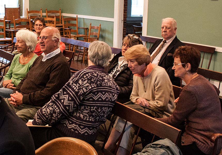 Chester residents attended last week's court proceeding and discuss testimony during a break.