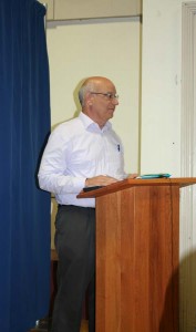 David Sichel from the Vermont League of Cities and Towns speaks about health care reform before the Chester Select Board. Photo by Shawn Cunningham