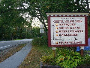 The locally made Chester sign, the reduced speed limit and the sidewalk are all town 'gateway' indicators, testified David Raphael. Photo by Shawn Cunningham