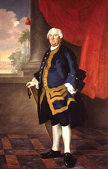Portrait of Governor Benning Wentworth (1760) by Joseph Blackburn. Are those charters in his back pocket?