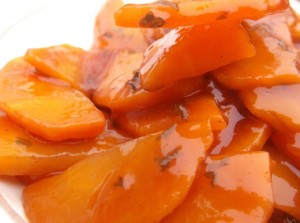 Cape Cod carrots with herbs and cranberry sauce.