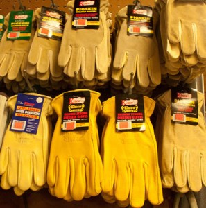 Erskine's has the largest selection of work gloves -- for him and her -- around. 