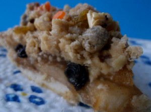 Christmas pie with a crunchy topping.