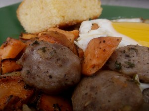 A sweet and spicy mixed grill breakfast.