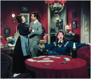 Hermione Gingold and Louis Jordan dance to 'The Night They Invented Champagne' as Leslie Caron, Gigi, tests her first glass of champagne.