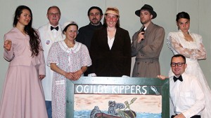 From left, the cast of Red Herring is Alina Abraham, Don Gray, Kathryn King, Scott Stearns, Anna Kendall, Dave Allen, Kathleen Kirby and Greg Villone