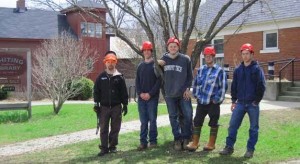 From left, instructor John Harmer, with Brennan Douglass, Dillan Visscher, Mike Maly and Hunter Roys at the Whiting Library.