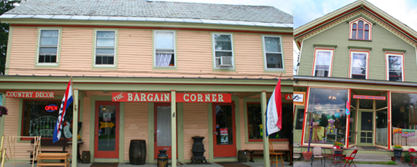 The new Bargain Corner antiques shop that is also home to a number of apartments and the Moon Dog Cafe building with quite a number of shops in it. 