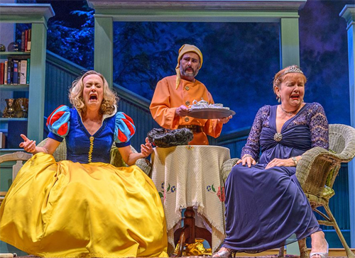 From left, Susan Haefner as Masha, David Bonanno as Vanya and Amelia White as Sonia in Weston Playhouse's hilarious presentation of Vanya and Sonia and Masha and Spike. Photo courtesy The Weston Playhouse.
