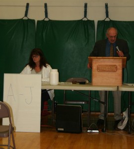 Grafton moderator David Ross opens the meeting. Photos by Cynthia Prairie