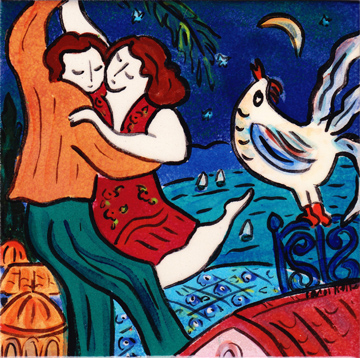 Keiser's colorful work is reminiscent of Marc Chagall's.