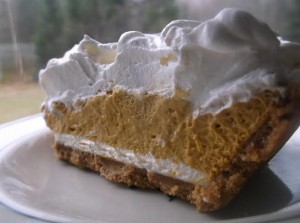 Pumpkin and orange team up for a decadent pie.