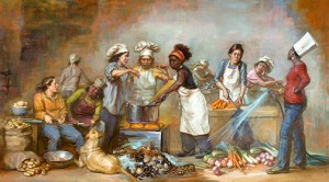 "Feast of Venus 1”, a 5 x 9 foot masterpiece by Elizabeth Torak will be unveiled at Helmholz Fine Art.