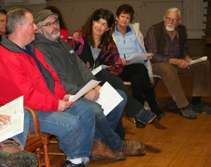 From left, Peter Klepp of J&L Metrology speaks about the problems his relocated business is facing while Thom and Kate Huntington of Country Girl Diner and Kathy Pellet and David Lord listen. 