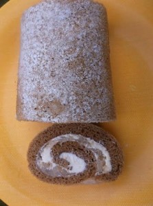 Pumpkin roulade with fresh apple-whoopie pie filling.