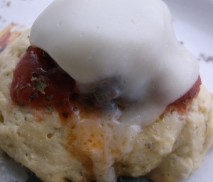 Cornbread and cheese highlight leftover meatballs.