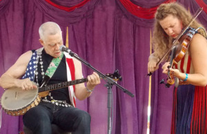The Speckers, a local father/daughter duo, perform live at Andover Town Hall.