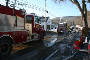 Firetrucks line up along Grafton Street to fill up with water at the hydrant.