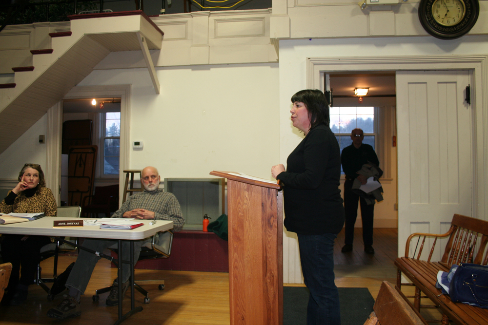 Naomi Johnson of Dufresne Group addresses the Chester Select Board. Photos by Shawn Cunningham.
