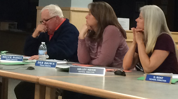 Green Mountain Union High School Board members, from left, Bruce Parks, Deb Brown and Kelly Kehoe. Photos by Gloria Dufield.