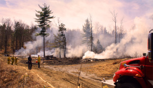 Chester Fire Department fights a brushfire in 2014