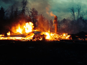 A house on Under The Mountain Road in South Londonderry burned quickly on Tuesday morning. Photos by Melvin Twitchell.