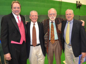 Photo caption:   Dr. Eugene Bont (2nd from right) , receives 2015 George F. Leland Award at Apple Blossom Cotillion from Larry Kraft, SMCS Director of Development and Cotillion emcee, along with Jack Cassidy, PA, and John Bond, PA.