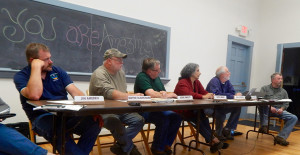 The Londonderry Select Board listens to Clark's presentation. Photo by Mallory Hopkins.