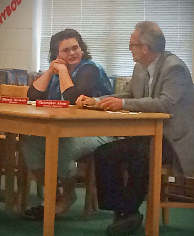 CAES Principal Sherri Nichols, left, and Two Rivers Supervisory Union finance officer Christopher Adams. Photo by Gloria Dufield.