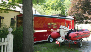 The Chester Fire Department brought a full complement of equipment in case a rescue required it.
