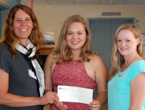 Alyssa McCutcheon receives Dr. Lovell award from Tonia Fleming of Springfield Medical Care System’s Development Office (left) and Beth Brothers of Southern Vt AHEC (right).