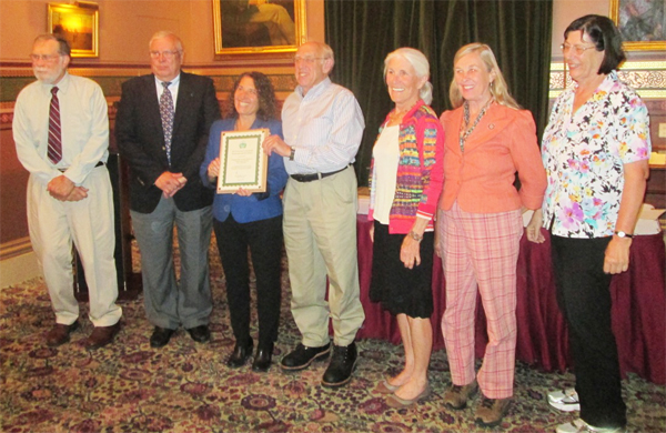 ONRCD supervisors Roy Burton & Bill Manner, both of Springfield; Secretary of the Agency of Natural Resources Deb Markowitz, supervisor chair Larry Kasden of Bridgewater; supervisor Cynthia Rankin of W. Windsor; district manager Sue Greenall of W. Windsor; supervisor Judy Howland of Hartland
