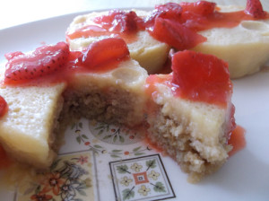 Strawberry and peach mousse shortcakes.