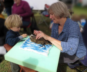 Rowan Danforth demonstrates felting for Six Loose Ladies.