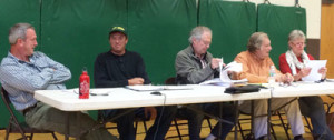 From left, Grafton Select Board members Skip Lisle, Gus Plummer, Ron Pilette, Sam Battaglino and Noralee Hall. Photo by Gloria Dufield.