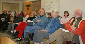 Grafton residents squeeze into elementary school seats at Monday night's meeting. Photos by Cynthia Prairie.