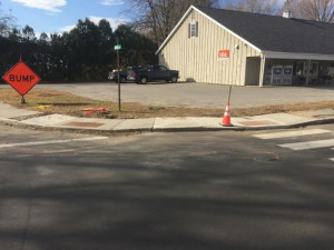 Curb work along Main Street in Chester. Pike Industries photo.