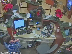 Robbery suspect at the teller window