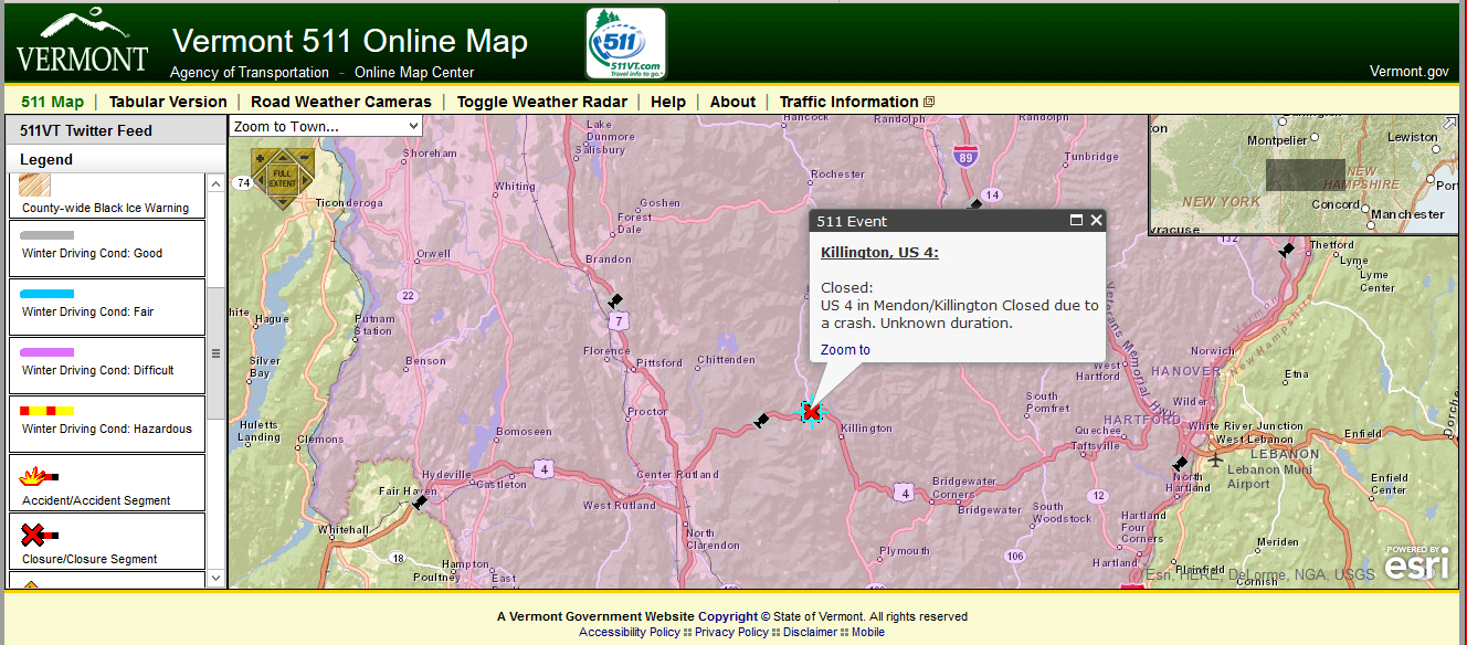 Serious accident closes Route 4 near Killington The Chester Telegraph