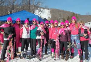 The Rack Pack snowshoeing for a cure. Photo by Katy Adonna 